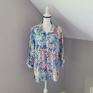 John Mark Floral Embroidered Tunic Top